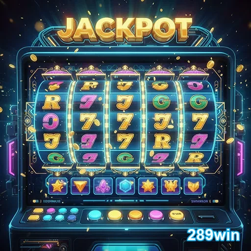 Imagem de uma máquina caça-níqueis no site 289win, com destaque para o tema de slots e jogos de azar.